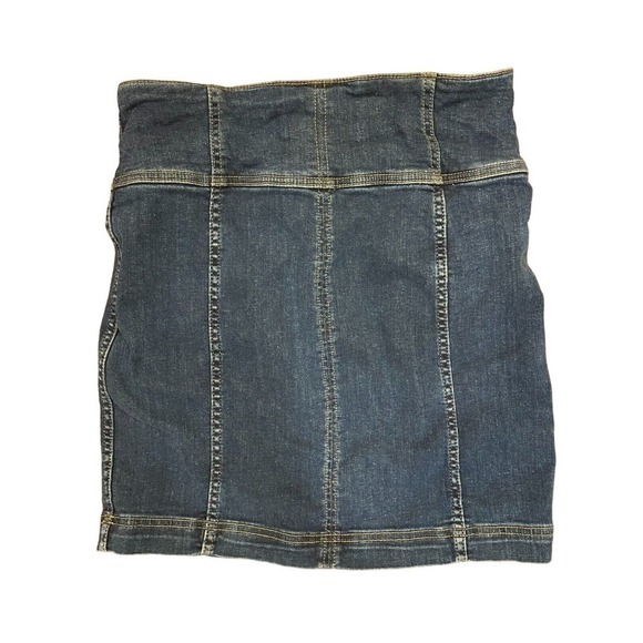 Free People Modern Femme Corset Denim Skirt Size 8 Y2K Summer Beach Vibe Lace Up - Picture 3 of 3